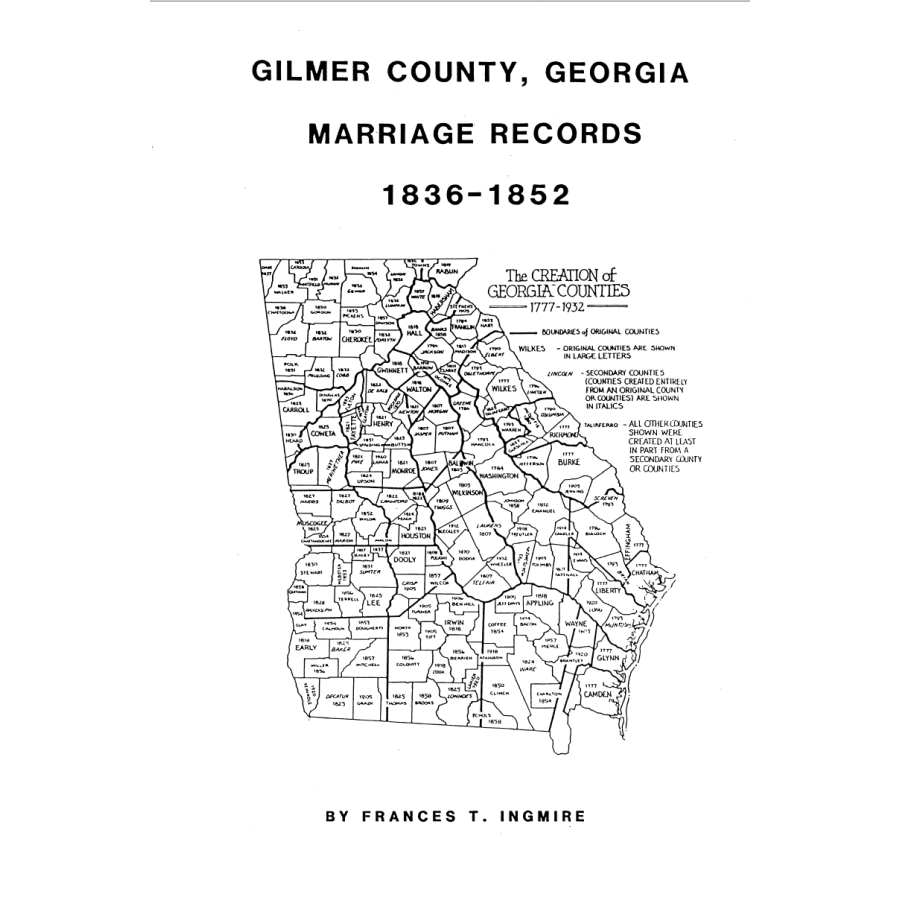 Gilmer County, Georgia Marriages 1836-1852