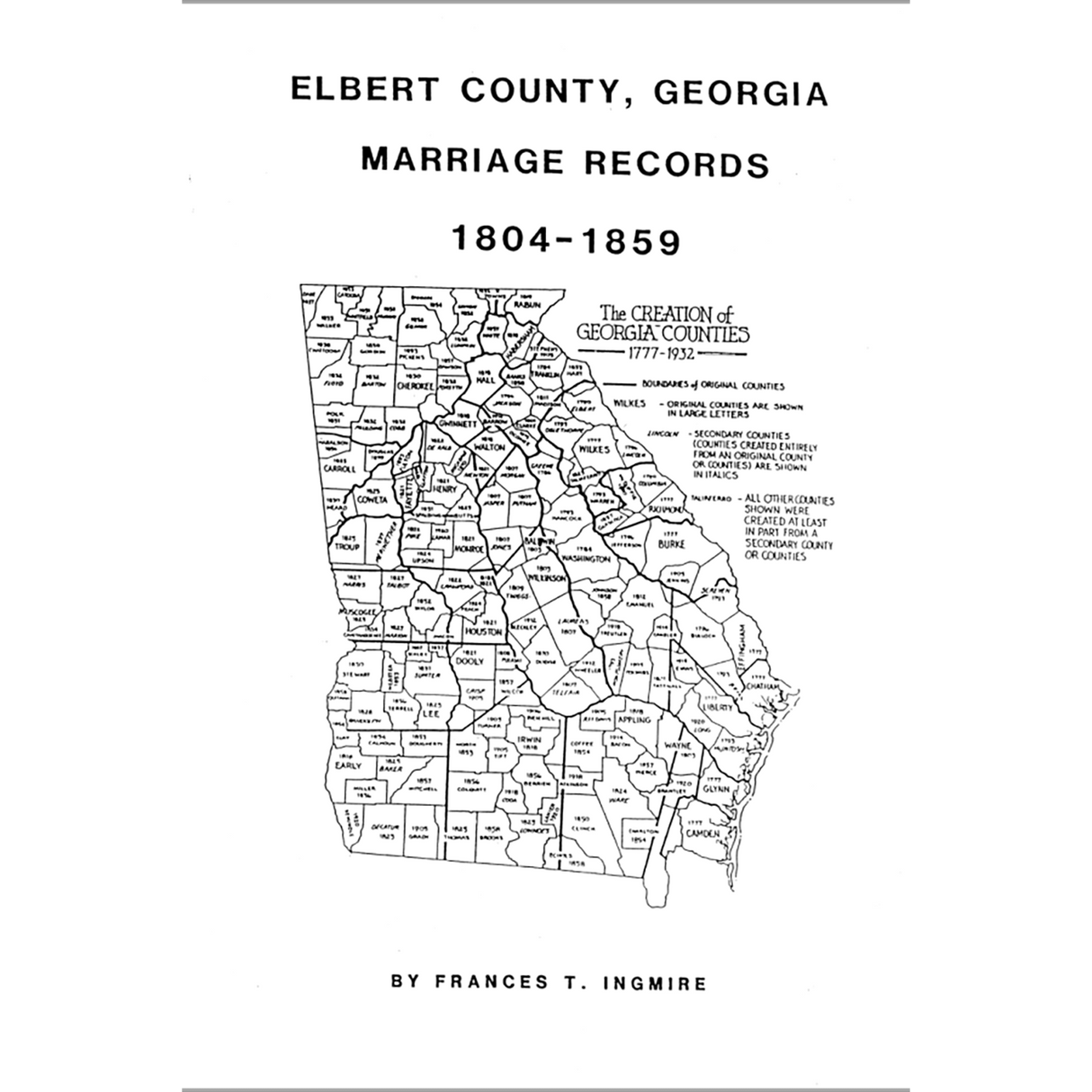 Elbert County, Georgia Marriages 1804-1859