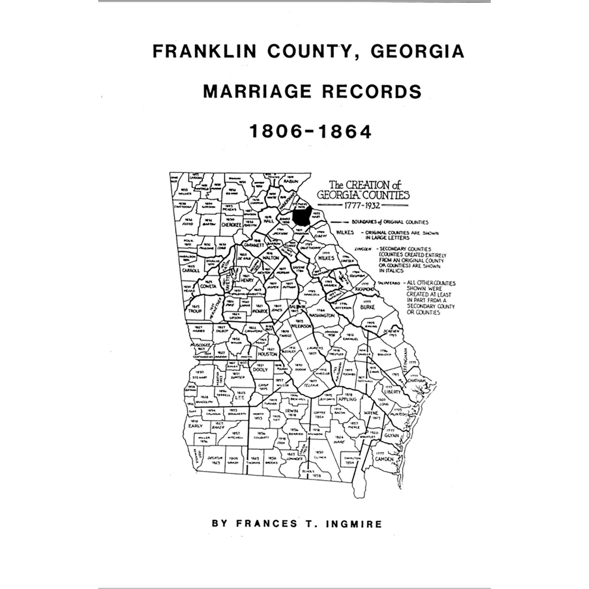 Franklin County, Georgia Marriages 1808-1864