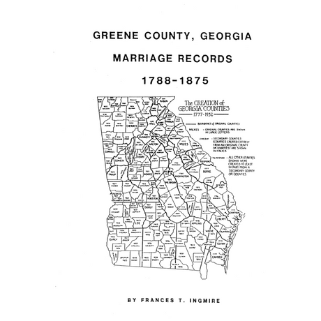 Greene County, Georgia Marriages 1788-1875