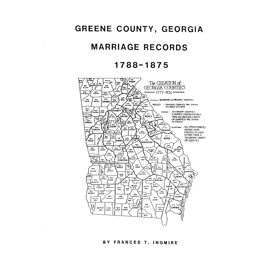 Greene County, Georgia Marriages 1788-1875