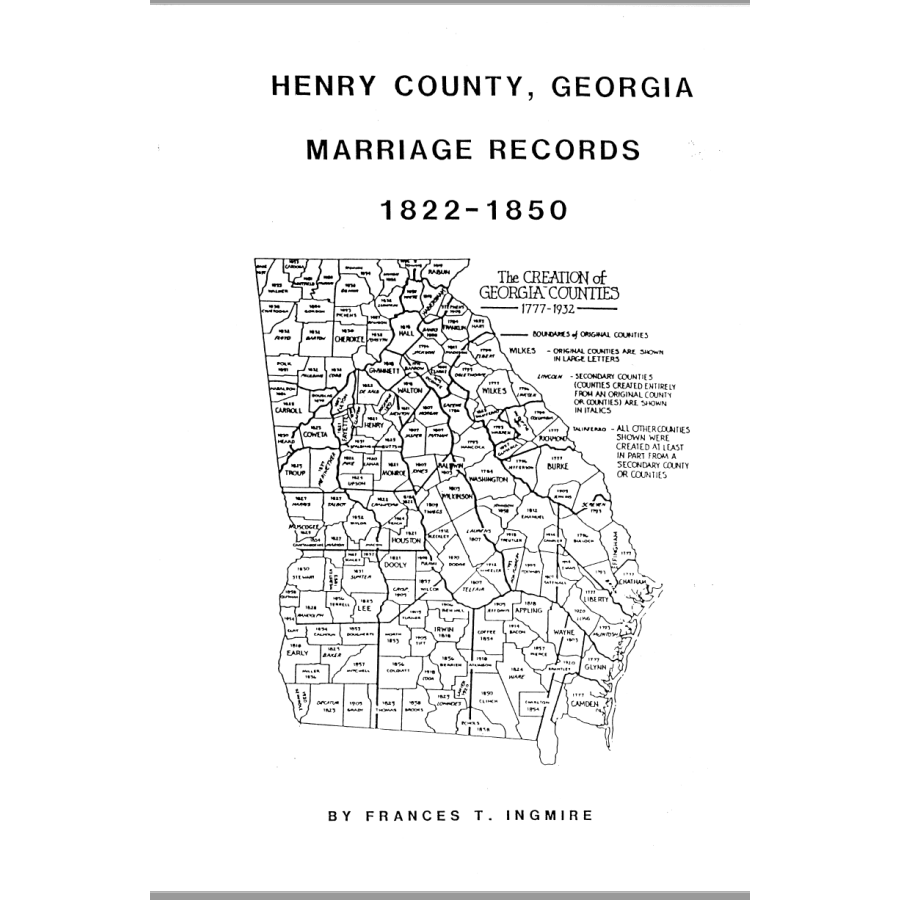 Henry County, Georgia Marriages 1822-1850