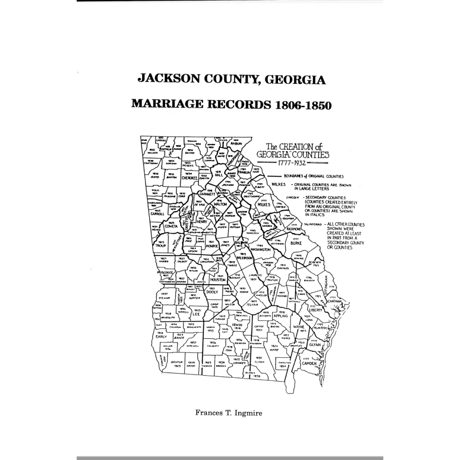 Jackson County, Georgia Marriages 1806-1850