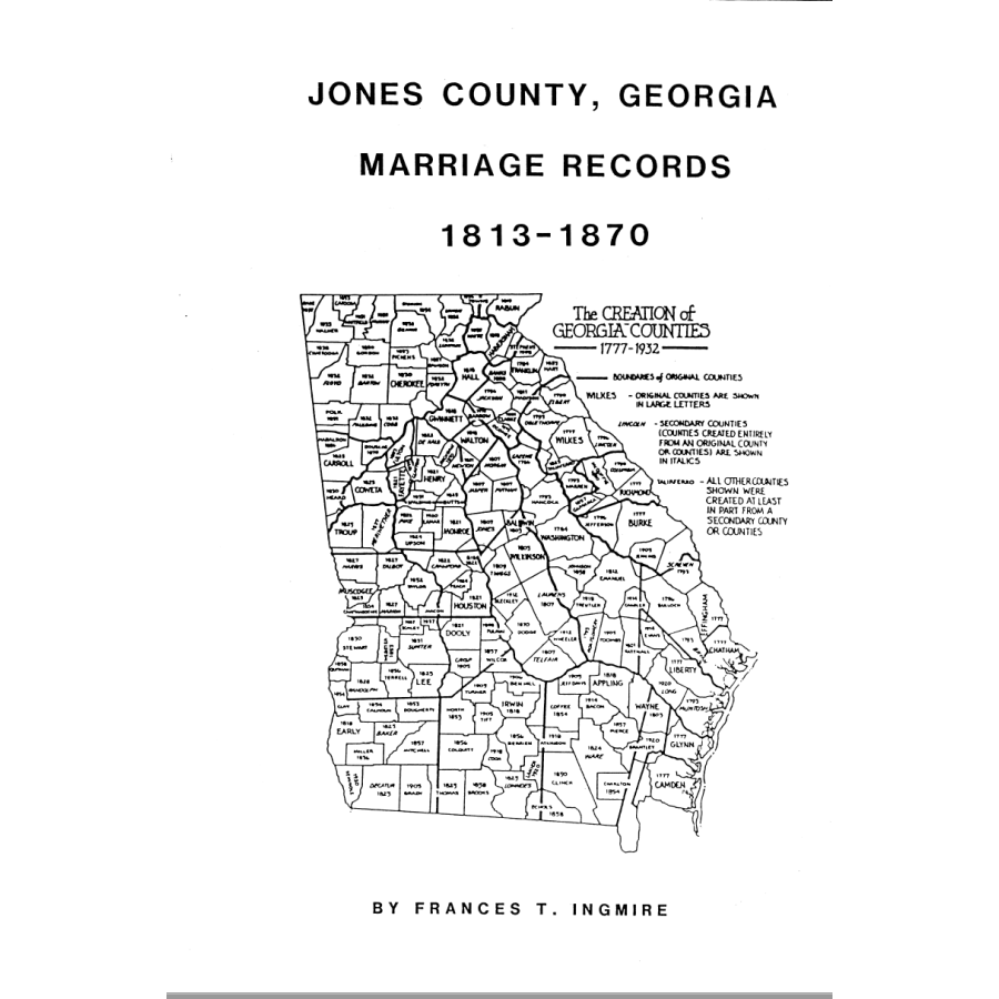 Jones County, Georgia Marriages 1812-1870