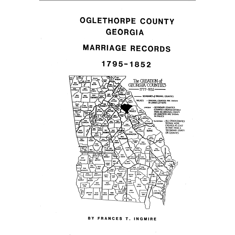 Oglethorpe County, Georgia Marriages 1795-1852