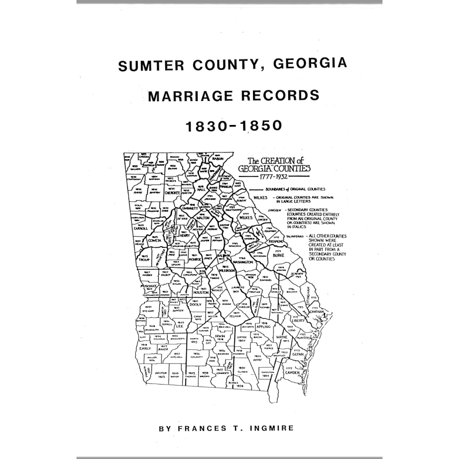 Sumter County, Georgia Marriages 1830-1850