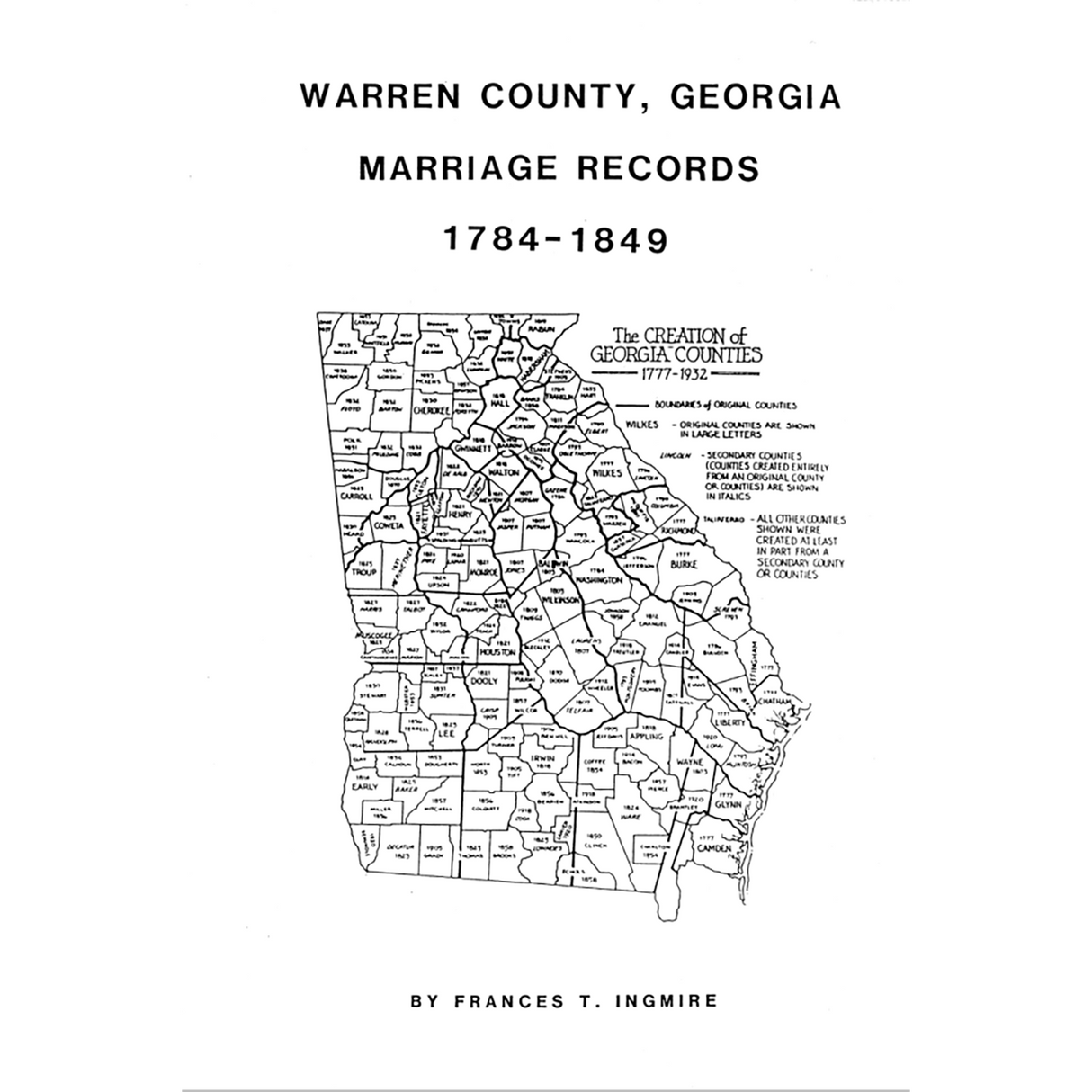 Warren County, Georgia Marriages 1784-1849