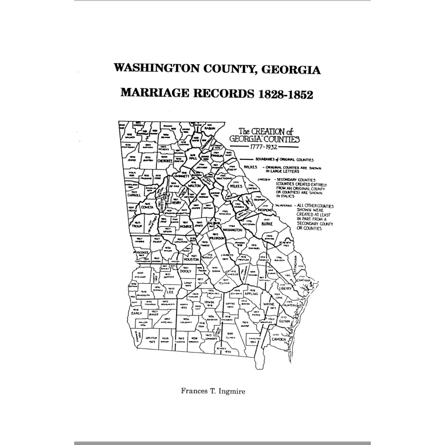 Washington County, Georgia Marriages 1828-1852