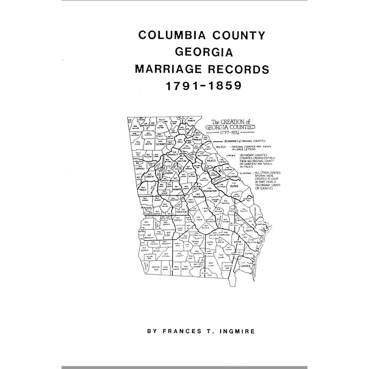 Columbia County, Georgia Marriages 1791-1859