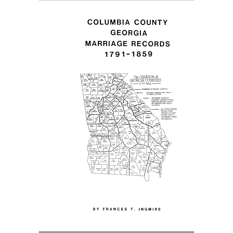 Columbia County, Georgia Marriages 1791-1859