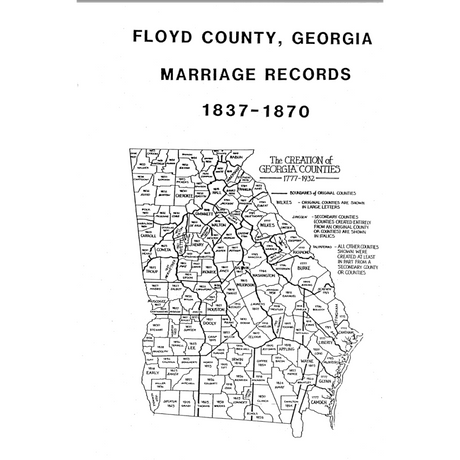 Floyd County, Georgia Marriages 1837-1870