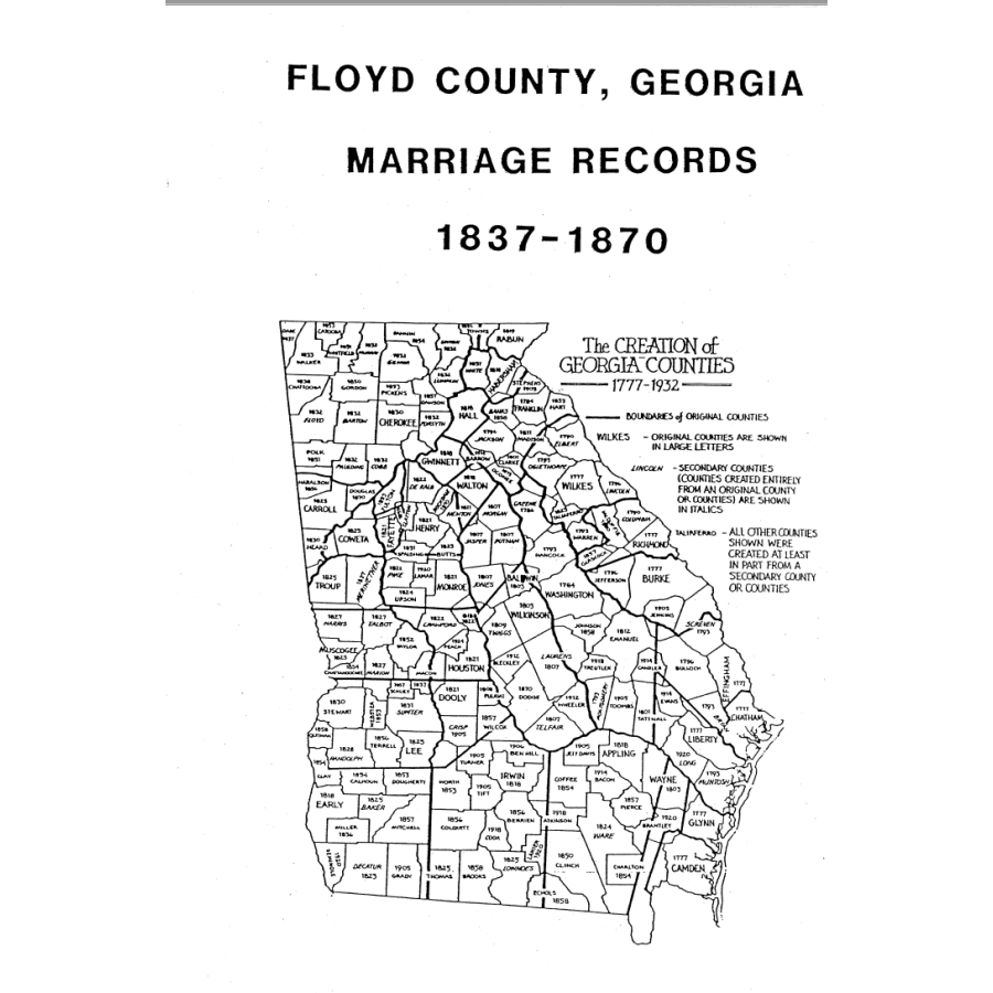 Floyd County, Georgia Marriages 1837-1870