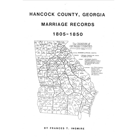 Hancock County, Georgia Marriages, 1805-1850