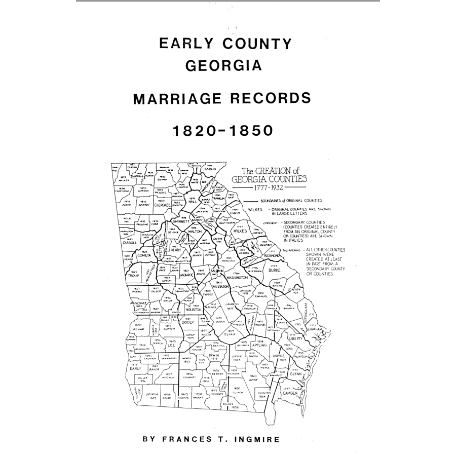 Early County, Georgia Marriages, 1820-1850