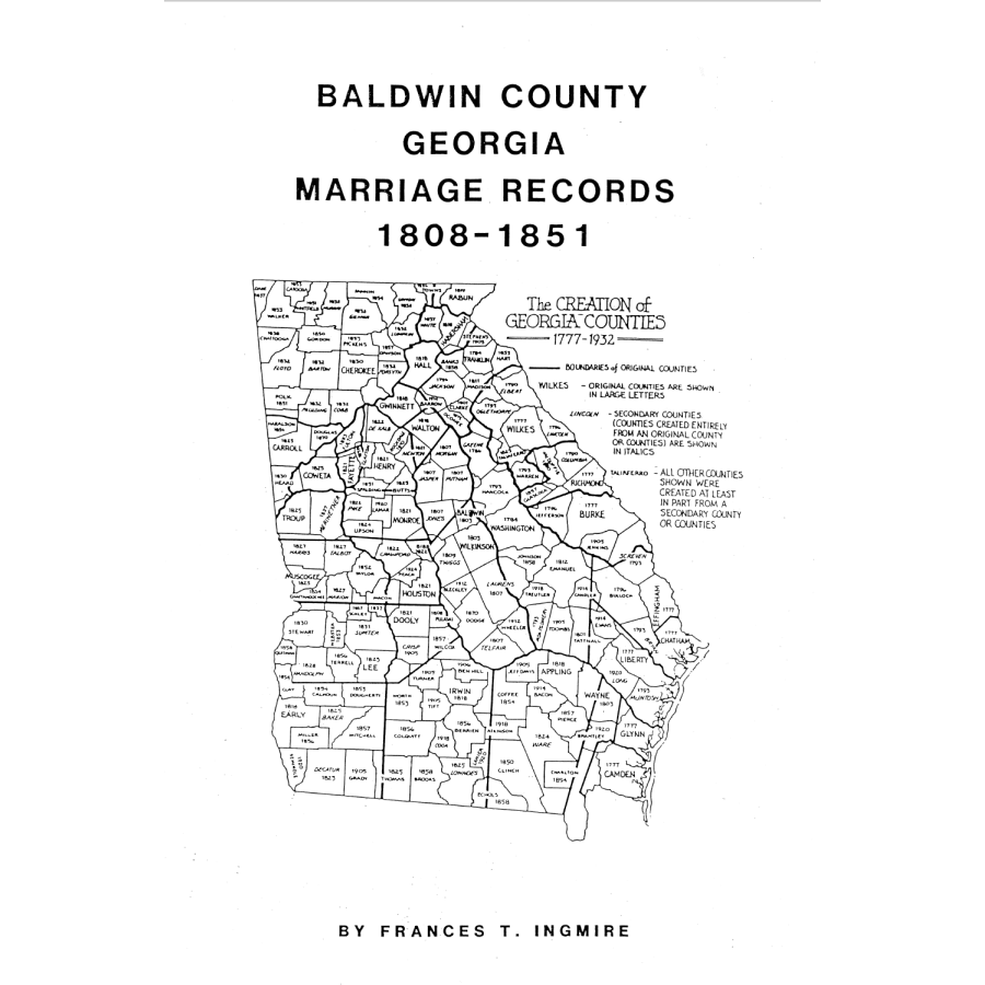 Baldwin County, Georgia Marriages, 1808-1851