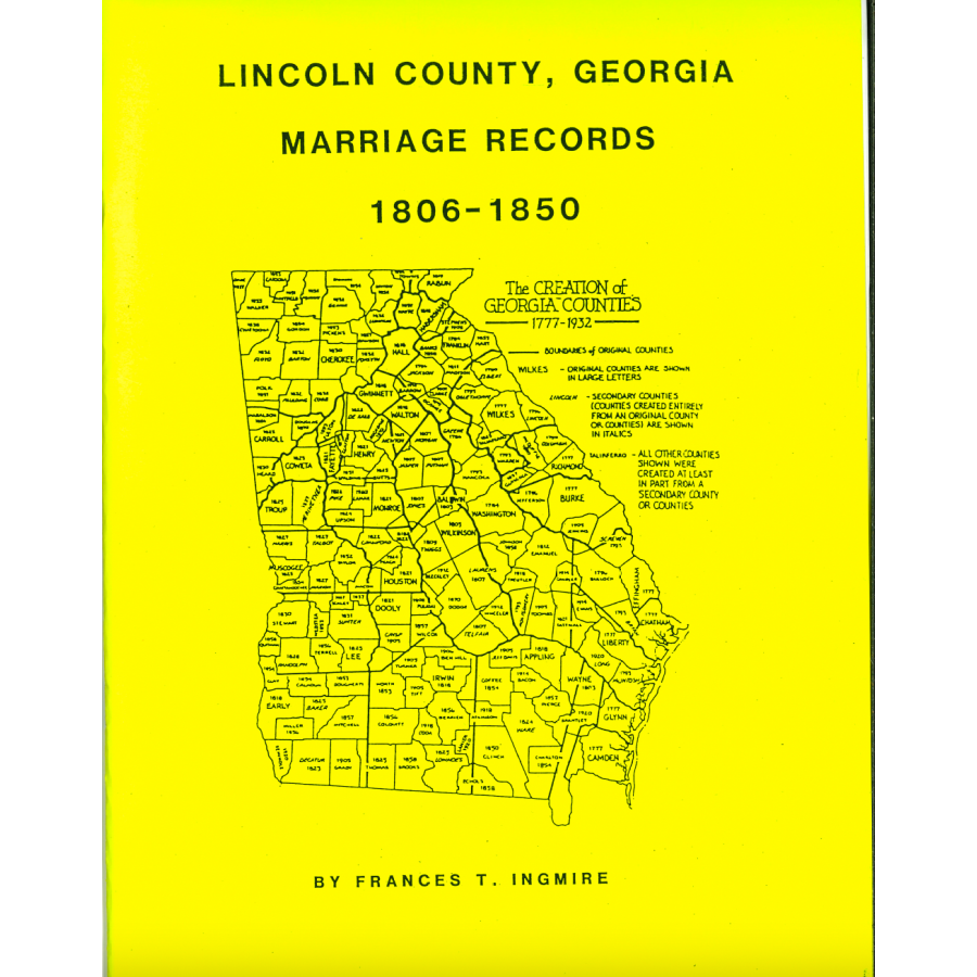 Lincoln County, Georgia Marriage Records, 1806-1850