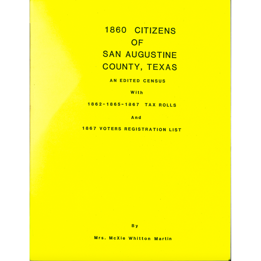 1860 San Augustine County, Texas Census