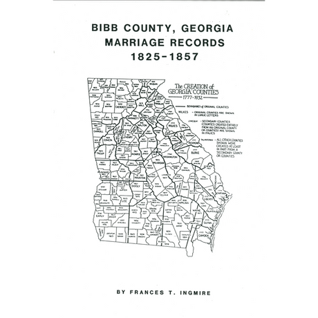 Bibb County, Georgia Marriage Records 1825-1857