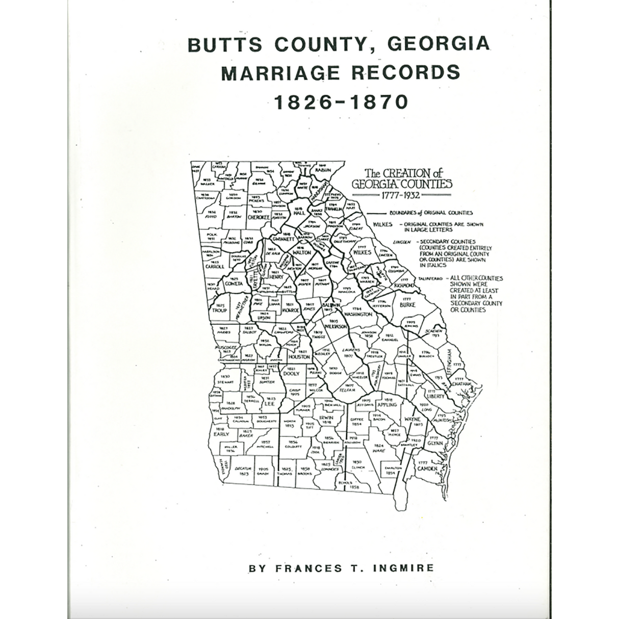 Butts County, Georgia Marriage Records, 1826-1870