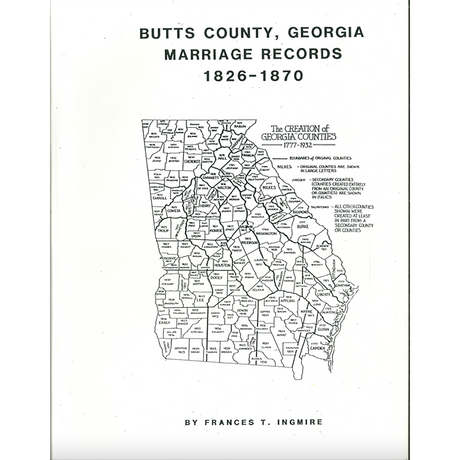 Butts County, Georgia Marriage Records, 1826-1870