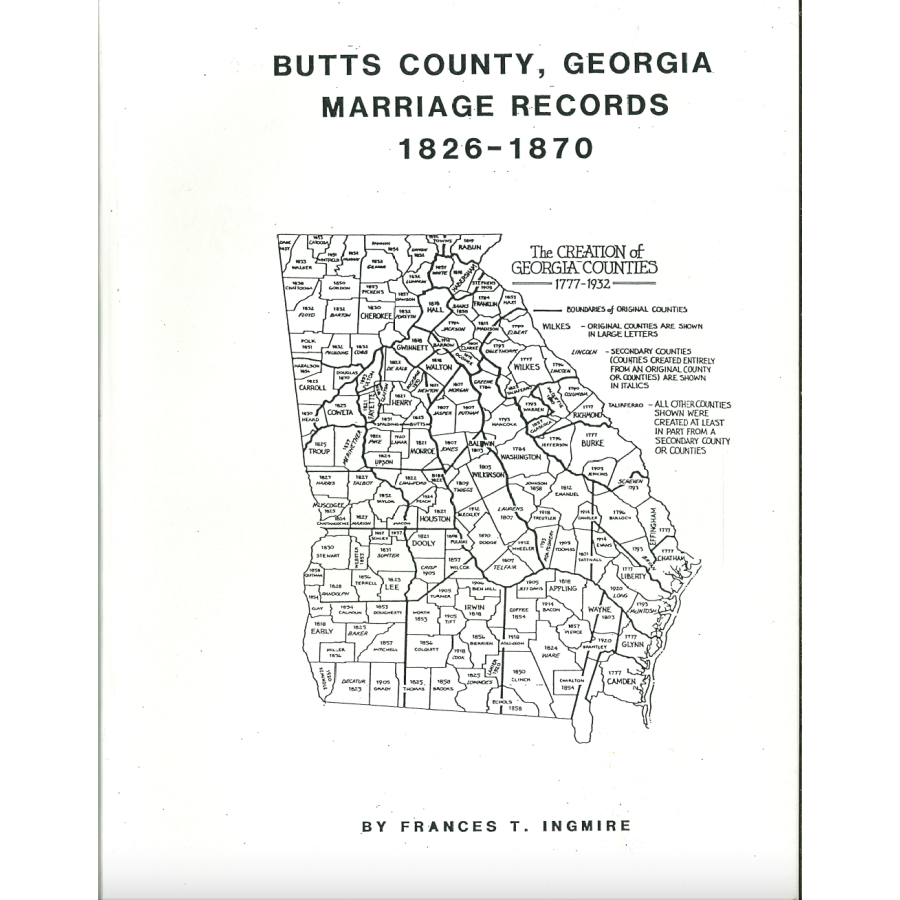 Butts County, Georgia Marriage Records, 1826-1870