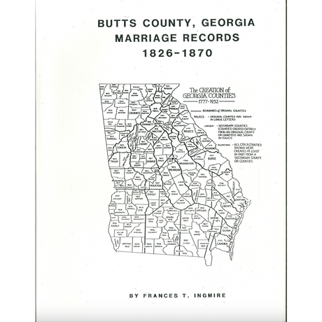 Butts County, Georgia Marriage Records, 1826-1870