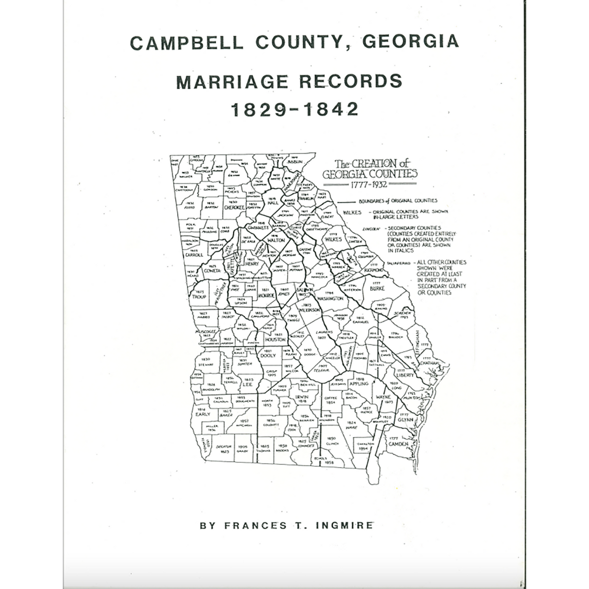 Campbell County, Georgia Marriage Records, 1829-1842