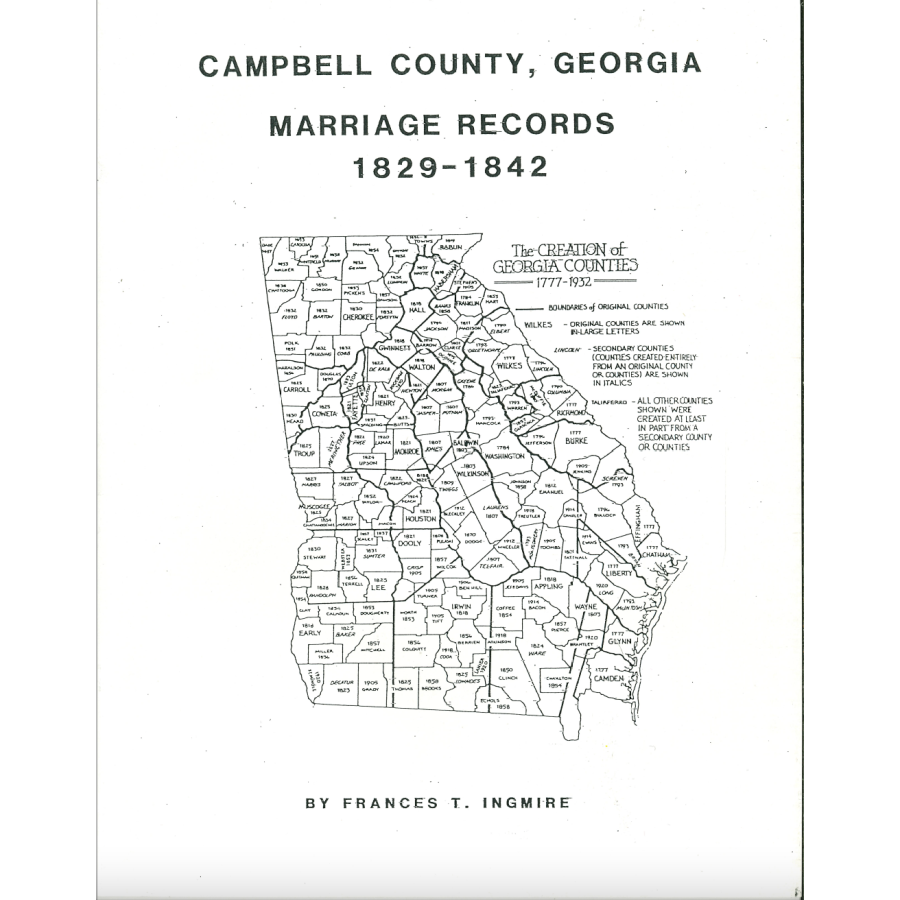 Campbell County, Georgia Marriage Records, 1829-1842
