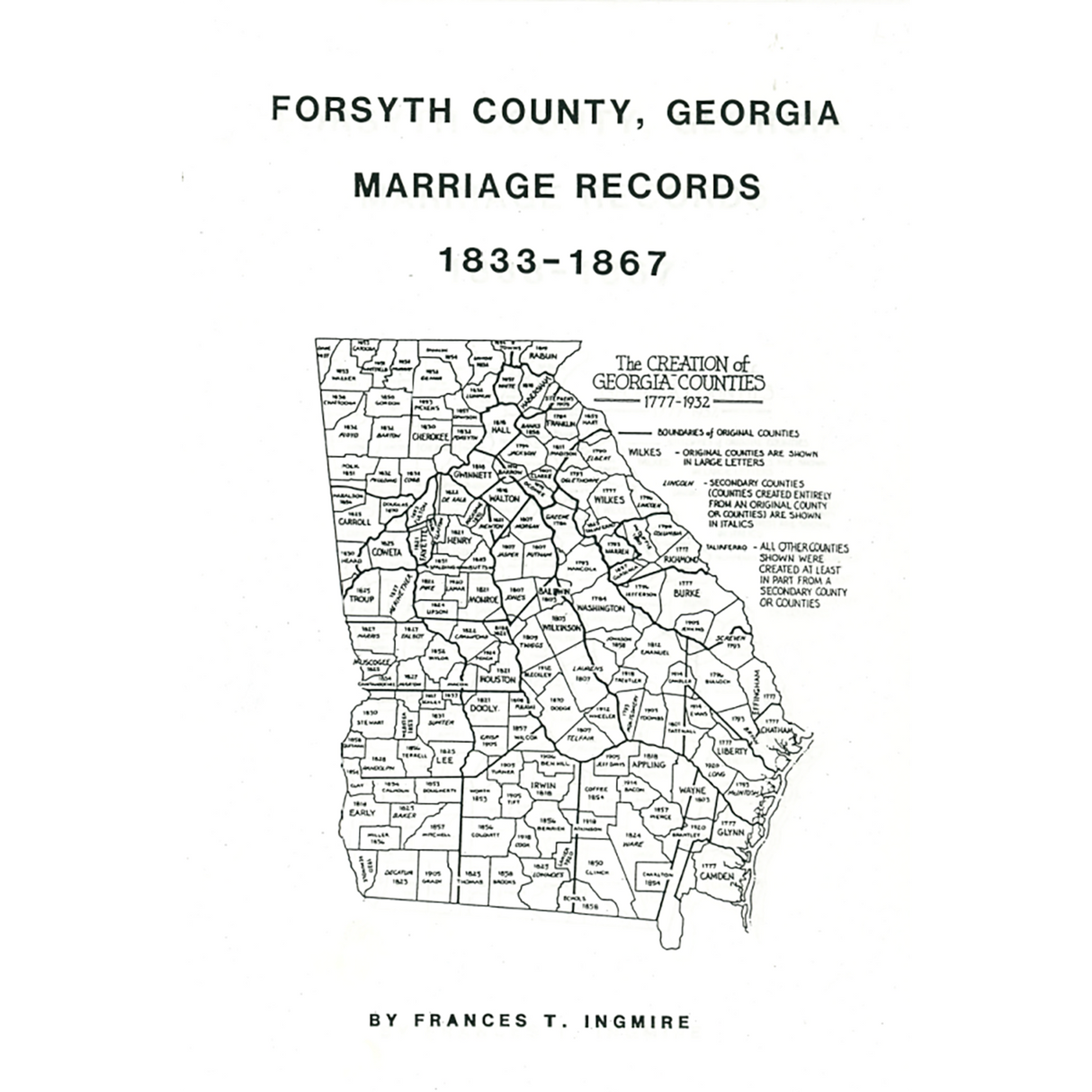 Forsyth County, Georgia Marriages 1833-1867