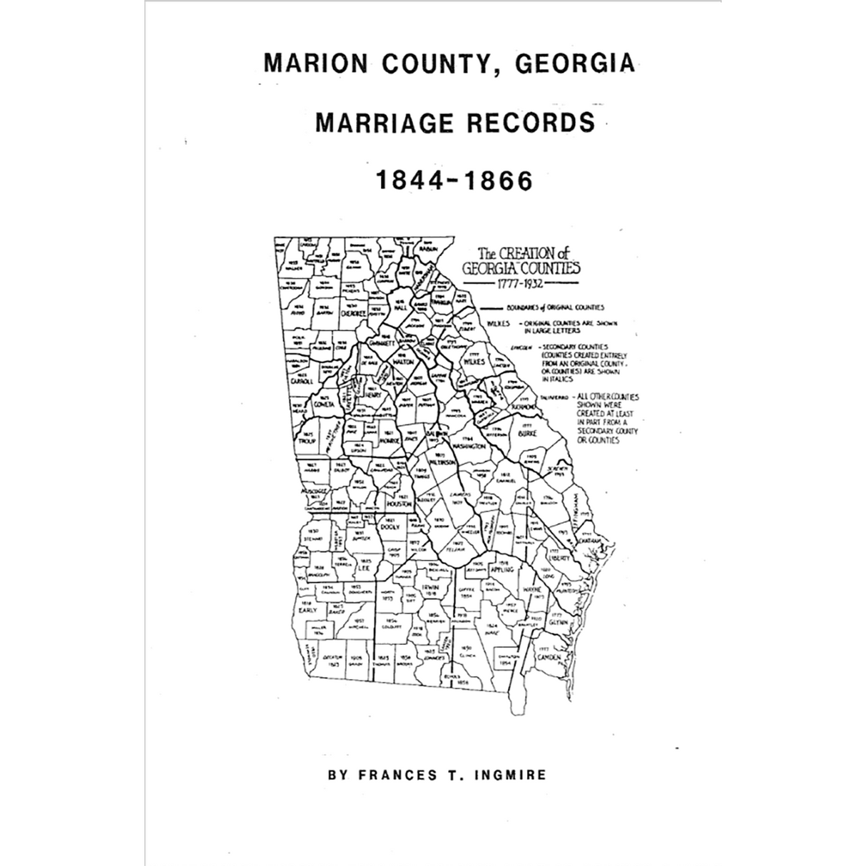 Marion County, Georgia Marriage Records 1844-1866