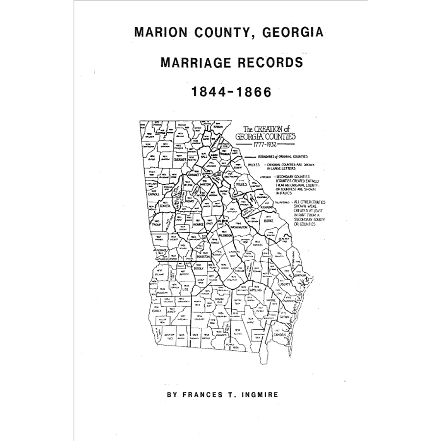 Marion County, Georgia Marriage Records 1844-1866