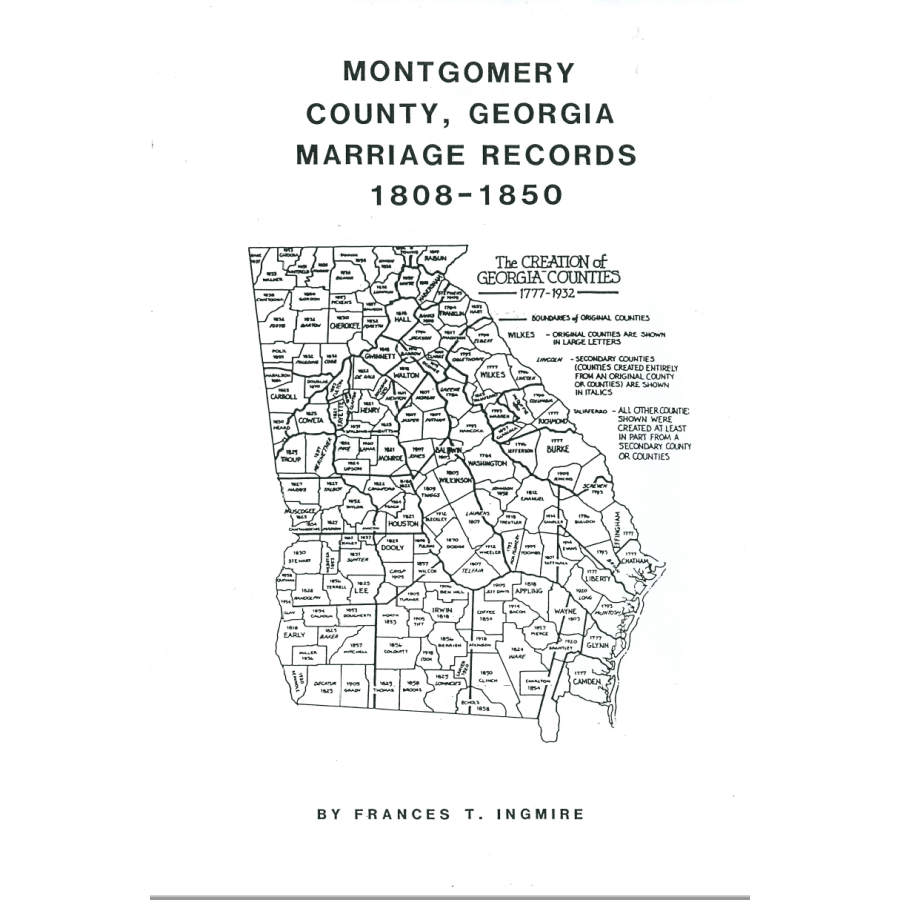 Montgomery County, Georgia Marriages 1808-1850
