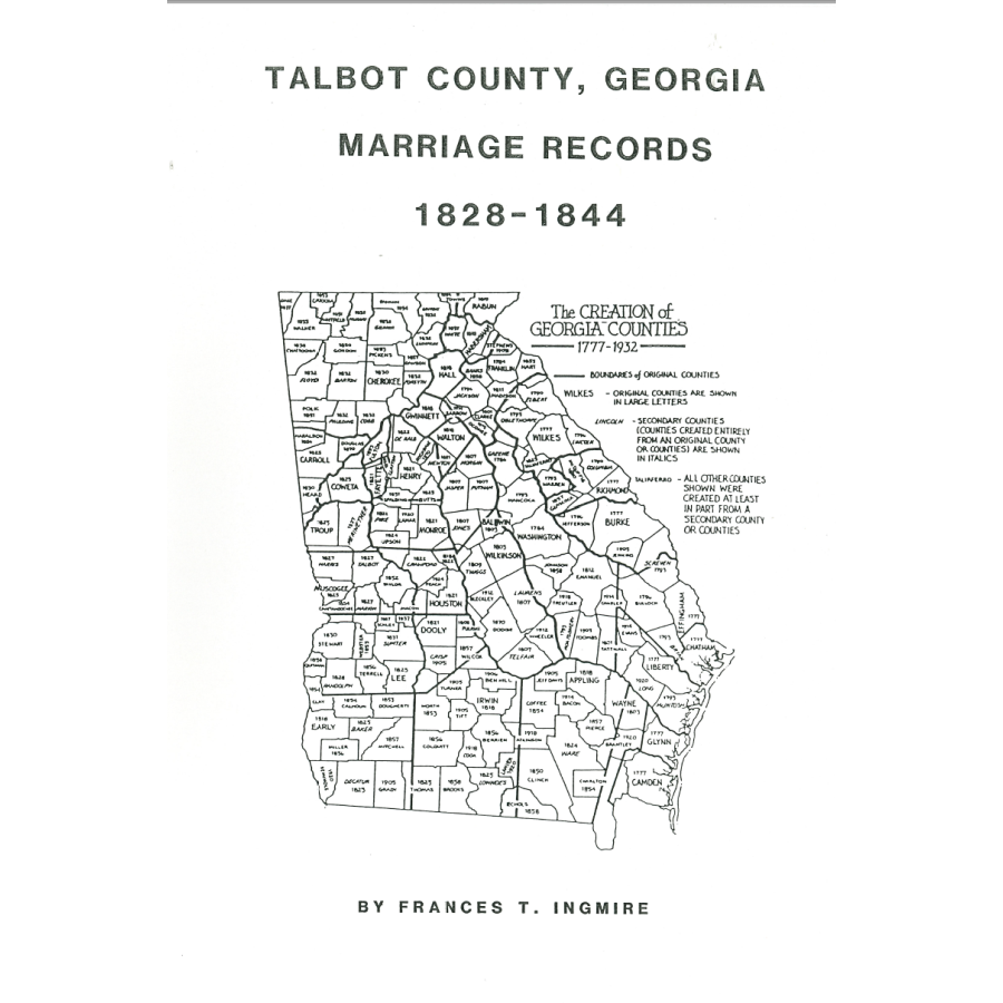 Talbot County, Georgia Marriages 1828-1844