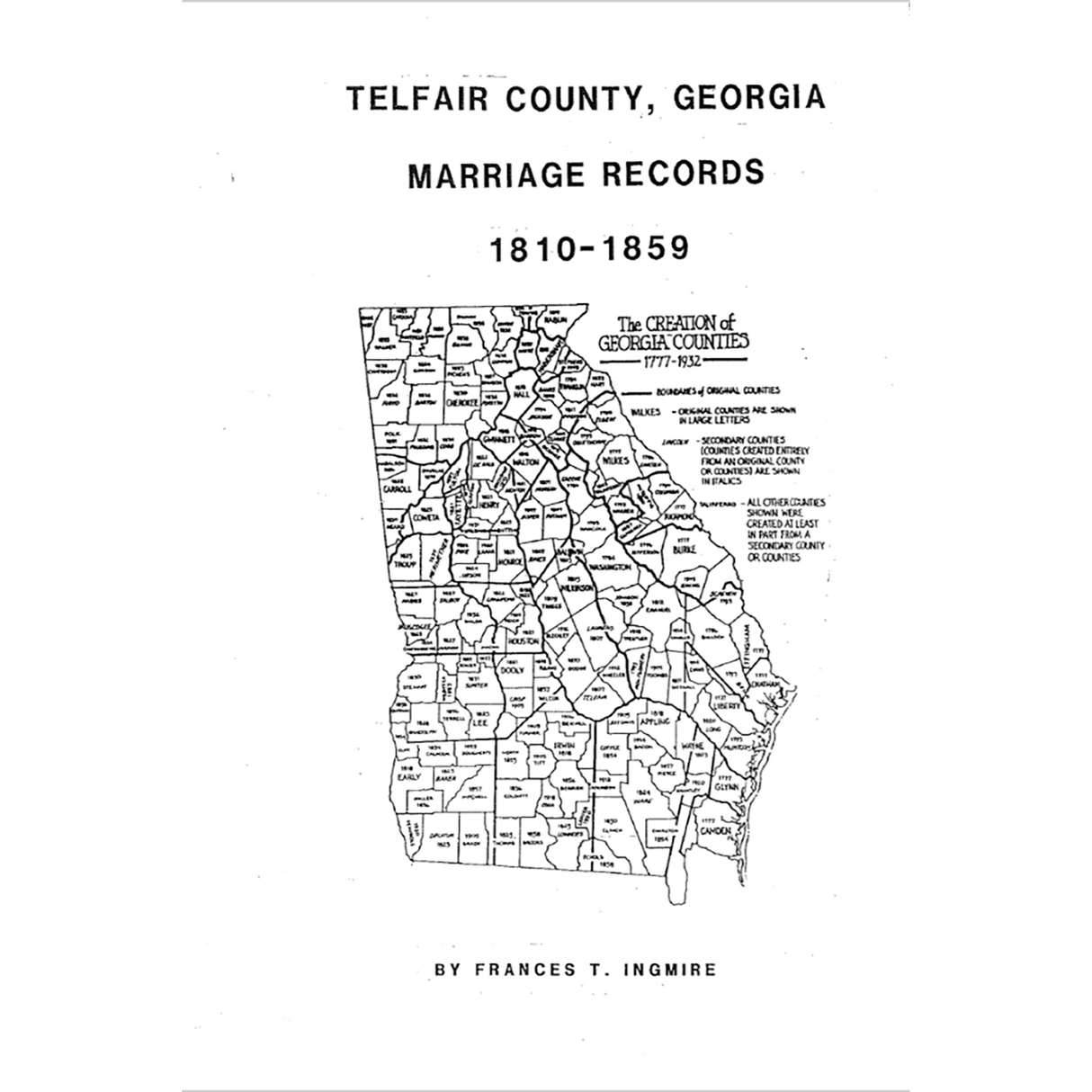 Telfair County, Georgia Marriage Records 1810-1859
