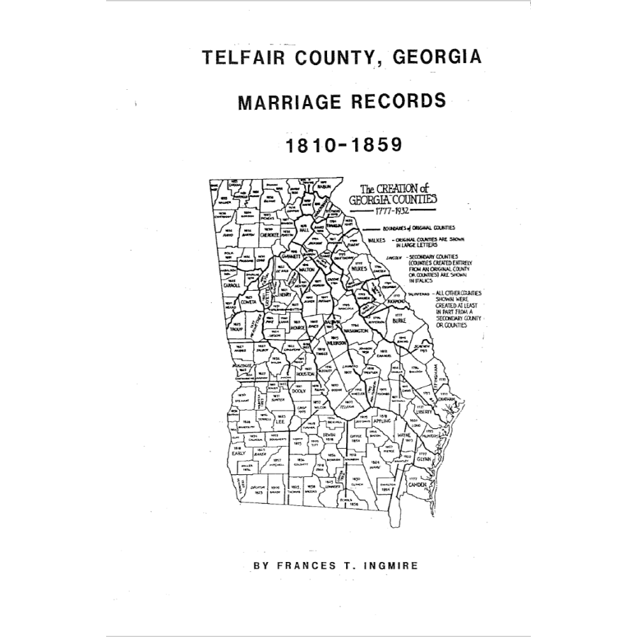 Telfair County, Georgia Marriage Records 1810-1859