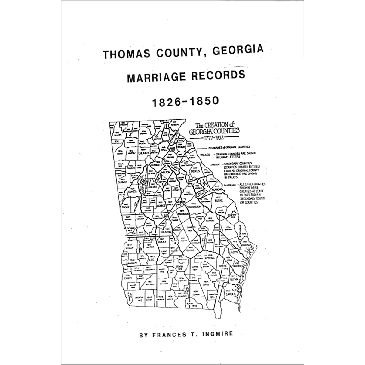 Thomas County, Georgia Marriage Records 1826-1850