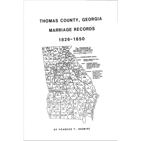 Thomas County, Georgia Marriage Records 1826-1850