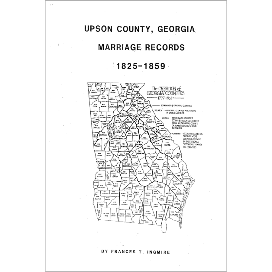 Upson County, Georgia Marriage Records 1825-1859
