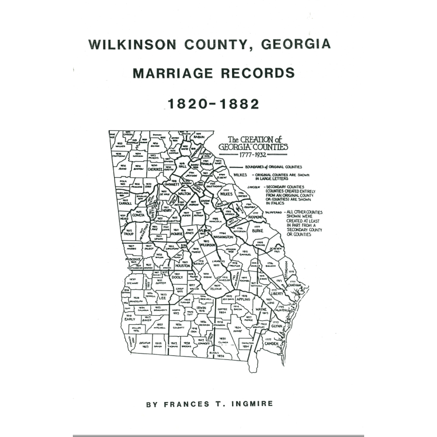 Wilkinson County, Georgia Marriages 1820-1862