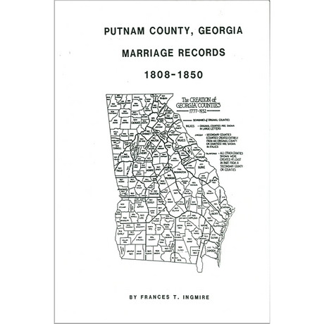 Putnam County, Georgia Marriage Records 1809-1850