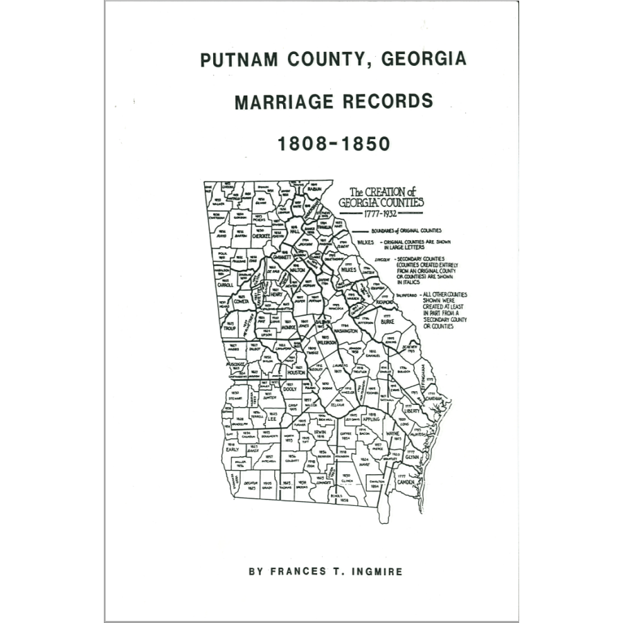 Putnam County, Georgia Marriage Records 1809-1850