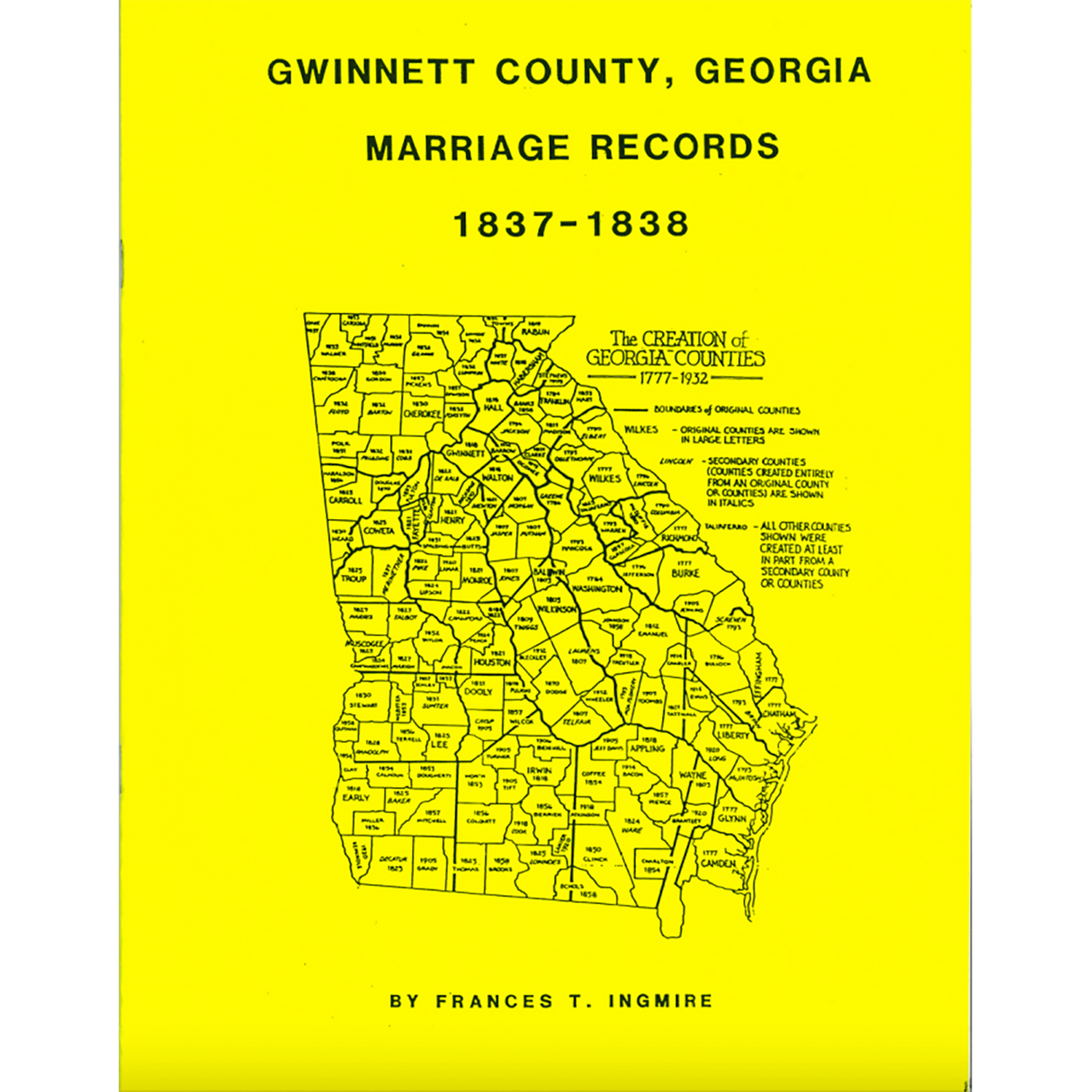 Gwinnett County, Georgia Marriage Records, 1837-1838