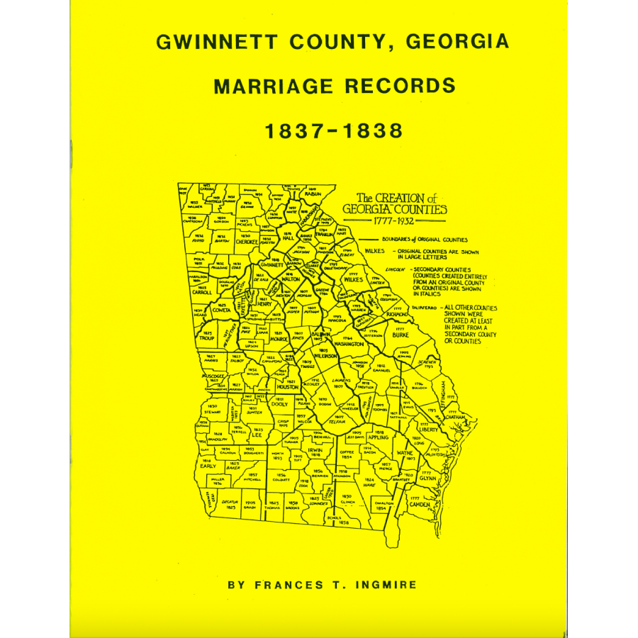 Gwinnett County, Georgia Marriage Records, 1837-1838