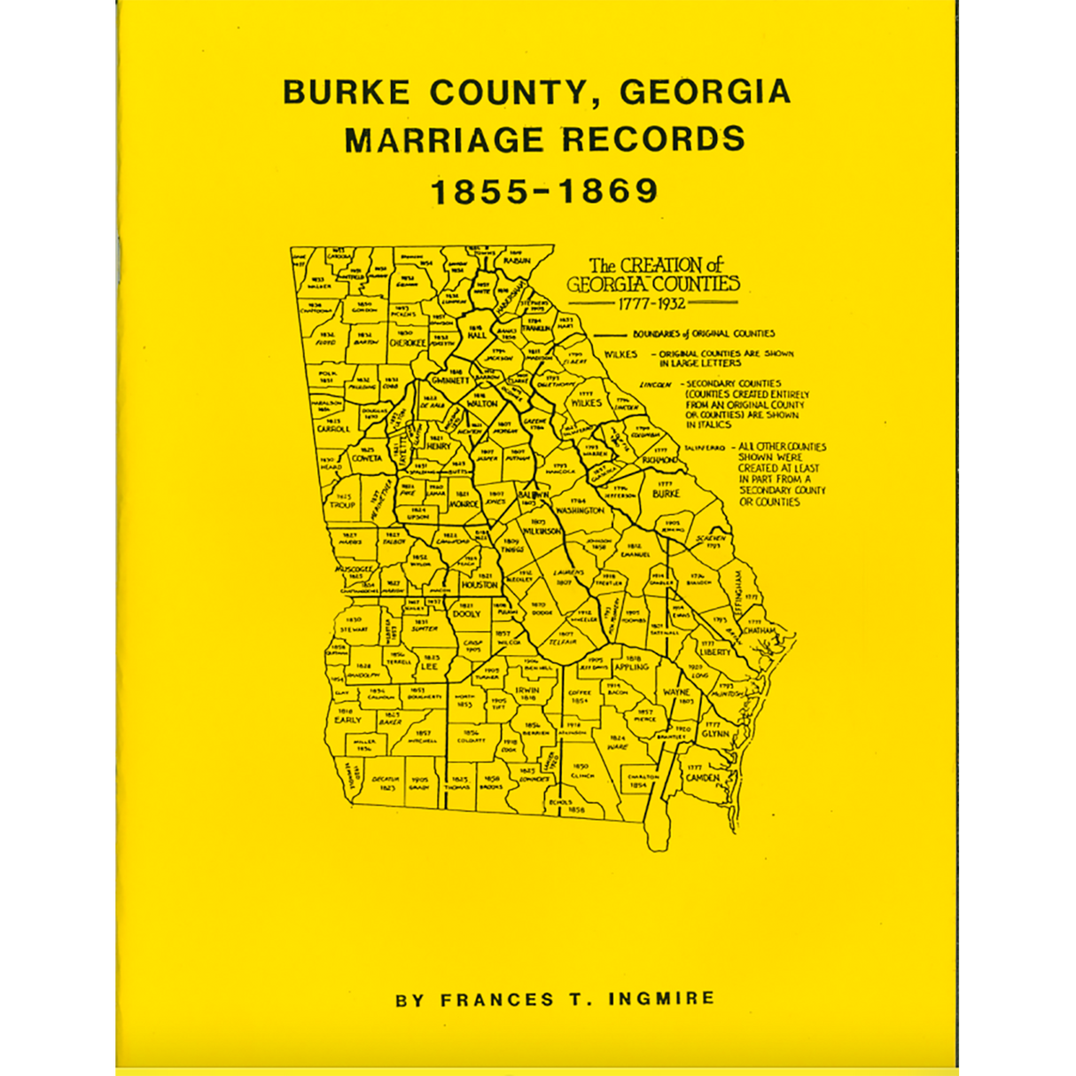 Burke County, Georgia Marriage Records, 1855-1869