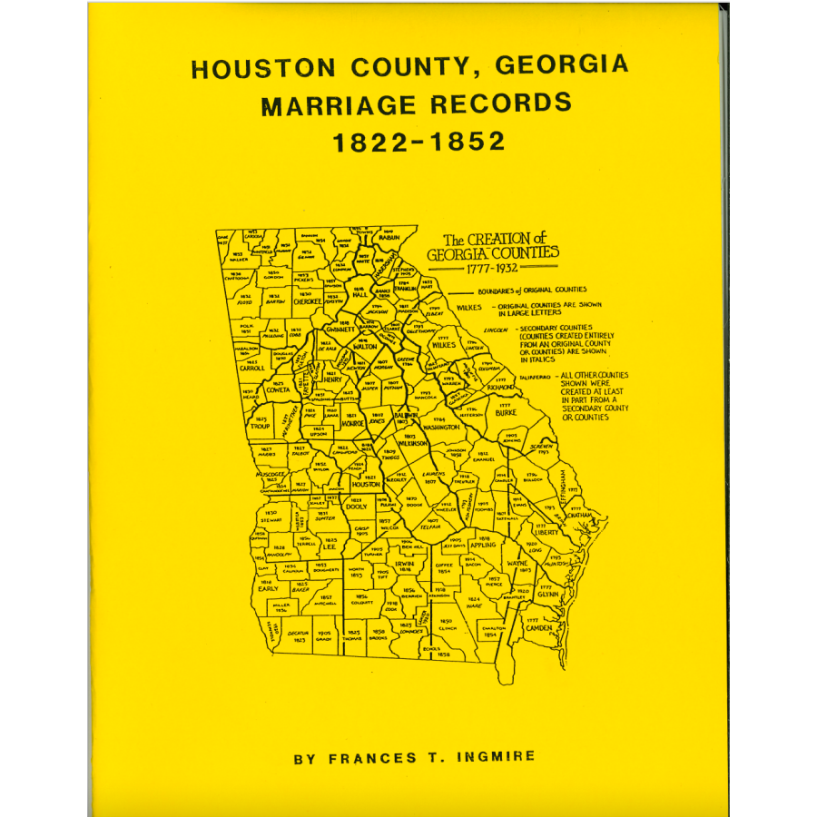 Houston County, Georgia Marriage Records, 1822-1852