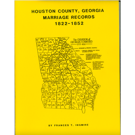 Houston County, Georgia Marriage Records, 1822-1852