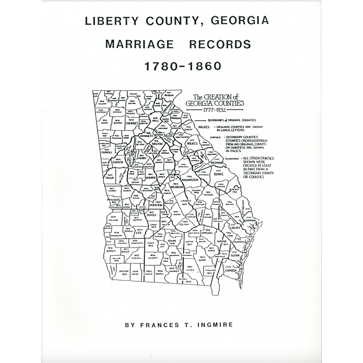 Liberty County, Georgia Marriage Records, 1780-1860