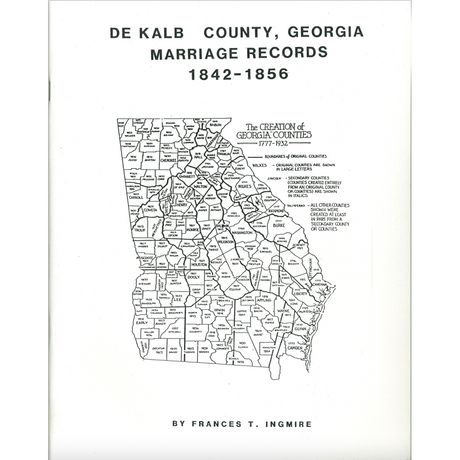 DeKalb County, Georgia Marriage Records, 1842-1856