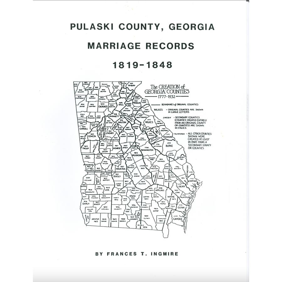 Pulaski County, Georgia Marriage Records, 1819-1848