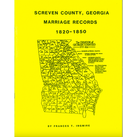Screven County, Georgia Marriage Records, 1820-1850